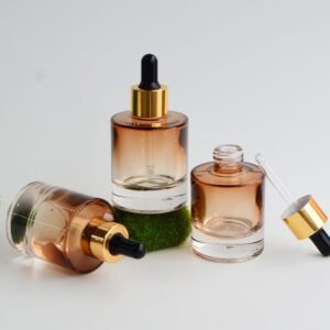 30ml 1oz 50ml Gradient Amber Dropper Bottle, Thick Bottom Cylinder Cosmetic Skin Serum Essential Oil Dropper Bottle