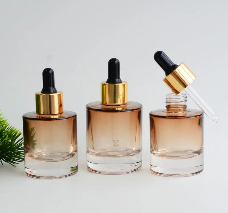 30ml 1oz 50ml Gradient Amber Dropper Bottle, Thick Bottom Cylinder Cosmetic Skin Serum Essential Oil Dropper Bottle - Image 3