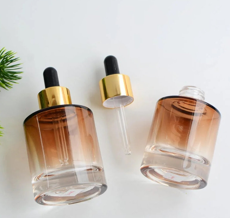 30ml 1oz 50ml Gradient Amber Dropper Bottle, Thick Bottom Cylinder Cosmetic Skin Serum Essential Oil Dropper Bottle - Image 4